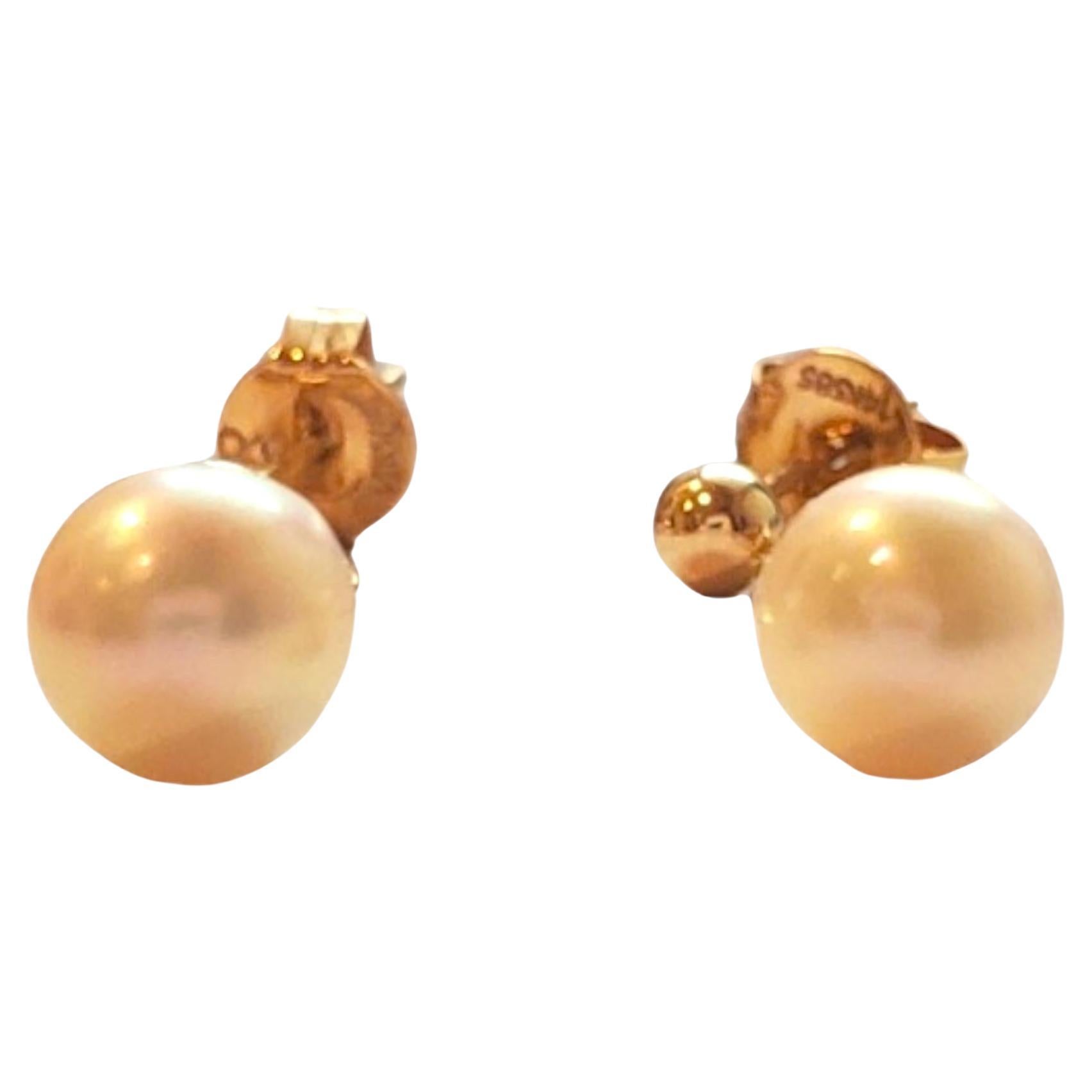 14K Yellow Gold Pearl Stud Earrings #18030