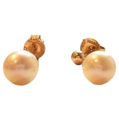 14K Yellow Gold Pearl Stud Earrings #18030