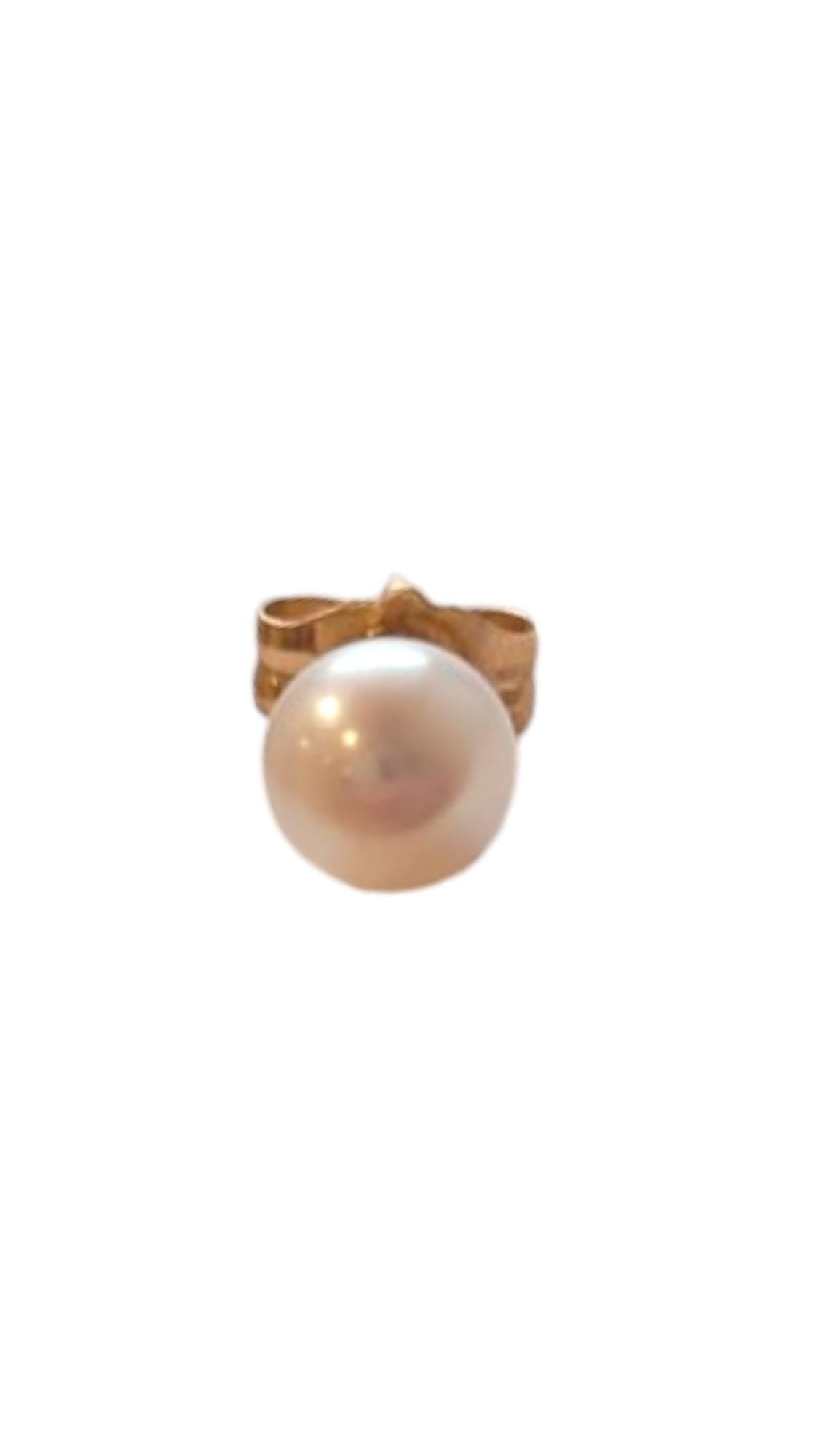 14K Yellow Gold Pearl Studs - 

These timeless beauties add a touch of classiness to any outfit. 

Size:  4.5mm X 13 mm 

Weight: 0.3 dwt/ 0.5g

Hallmark: K14 14K China

Very good condition, professionally polished.

Will come packaged in a gift box