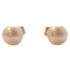 14K Yellow Gold Pearl Stud Earrings #18281