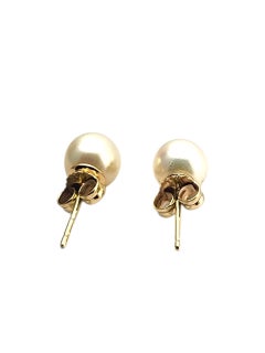14K Yellow Gold Pearl Stud Earrings #22875