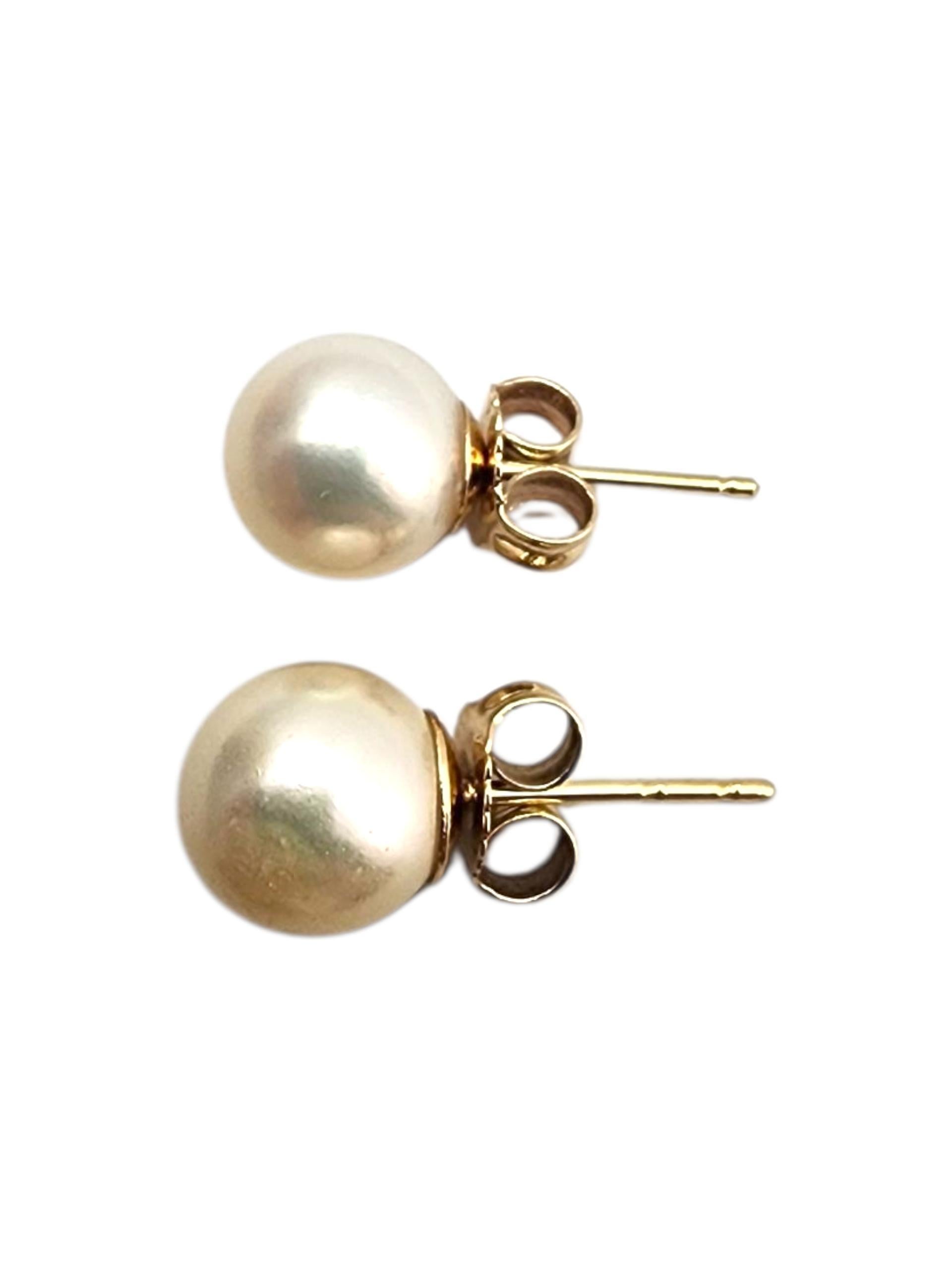 Orecchini con perle in oro giallo 14K #22875 in vendita 1