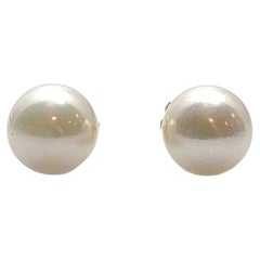 Orecchini a bottone con perla in oro giallo 14 carati #25778