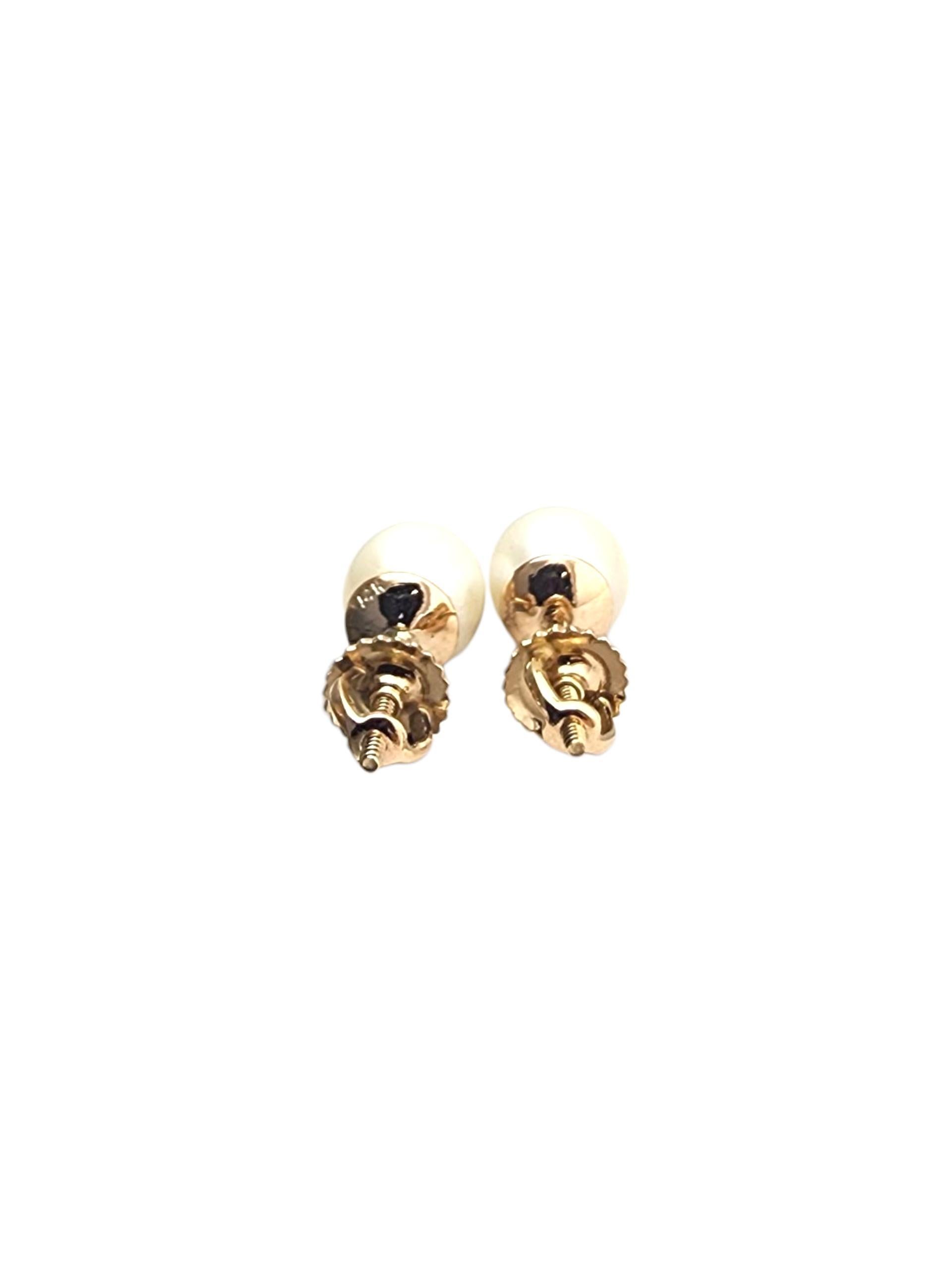 14K Yellow Gold Pearl Stud Earrings/Screw Backs #22889 For Sale 1