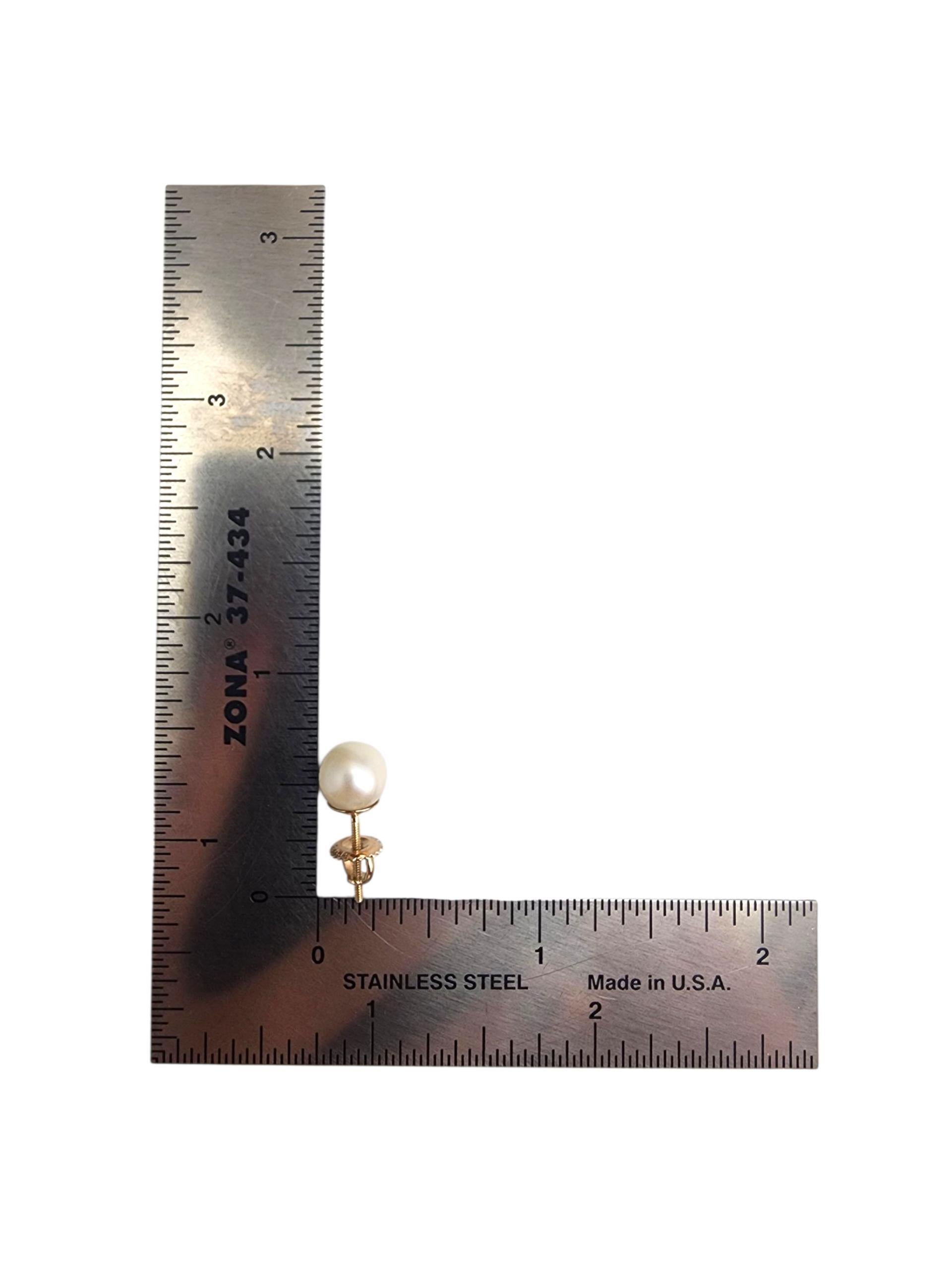 14K Yellow Gold Pearl Stud Earrings/Screw Backs #22889 For Sale 3