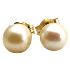 14K Yellow Gold Pearl Studs #22874