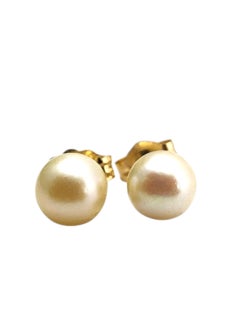 Boucles d'oreilles en or jaune 14K avec perles #22874