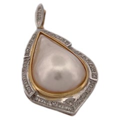 14K Yellow Gold Pearl Teardrop Pendant with Latch Bail