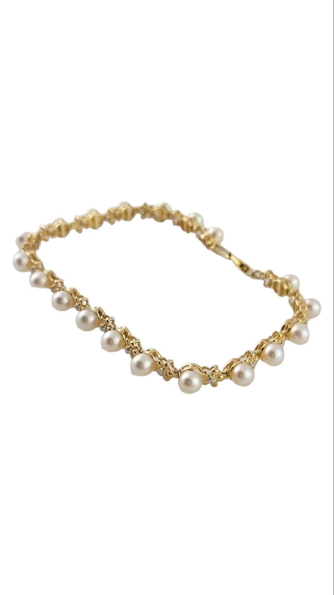 14K Yellow Gold Pearl Tennis Bracelet

This gorgeous tennis bracelet is crafted from 14K yellow gold and features 19 beautiful pearls!

Pearls approximately 4.4mm each 

Bracelet size: 7