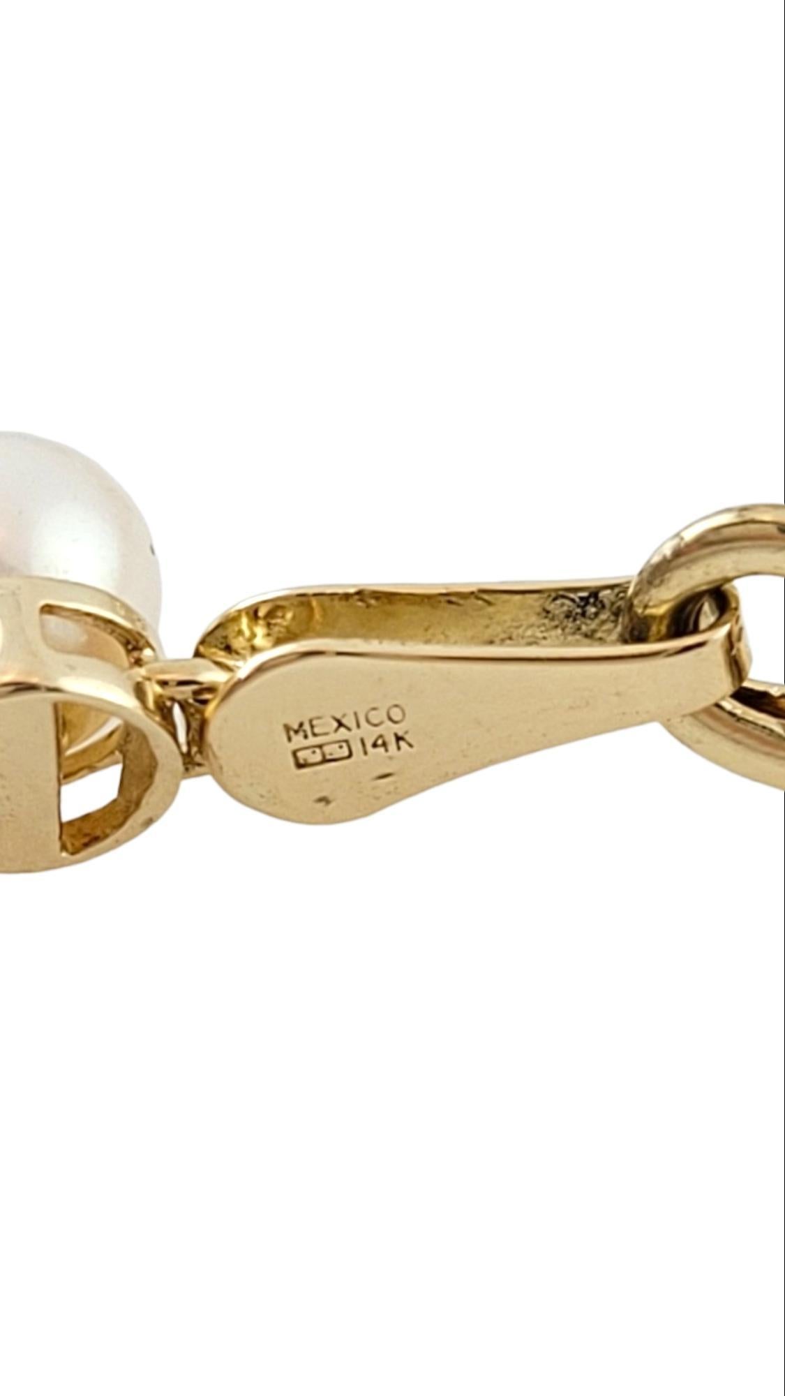 Women's 14K Yellow Gold Pearl Tennis Bracelet #15200 For Sale