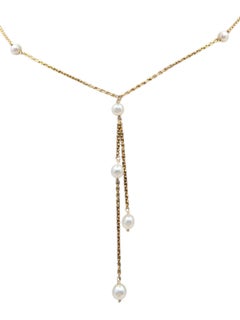 14K Yellow Gold Pearl Y Necklace 20" #25661