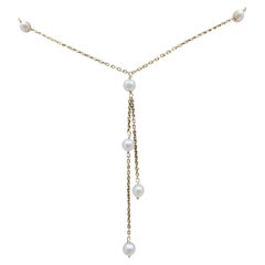 Collana a Y con perla in oro giallo 14 carati, 20" #25661
