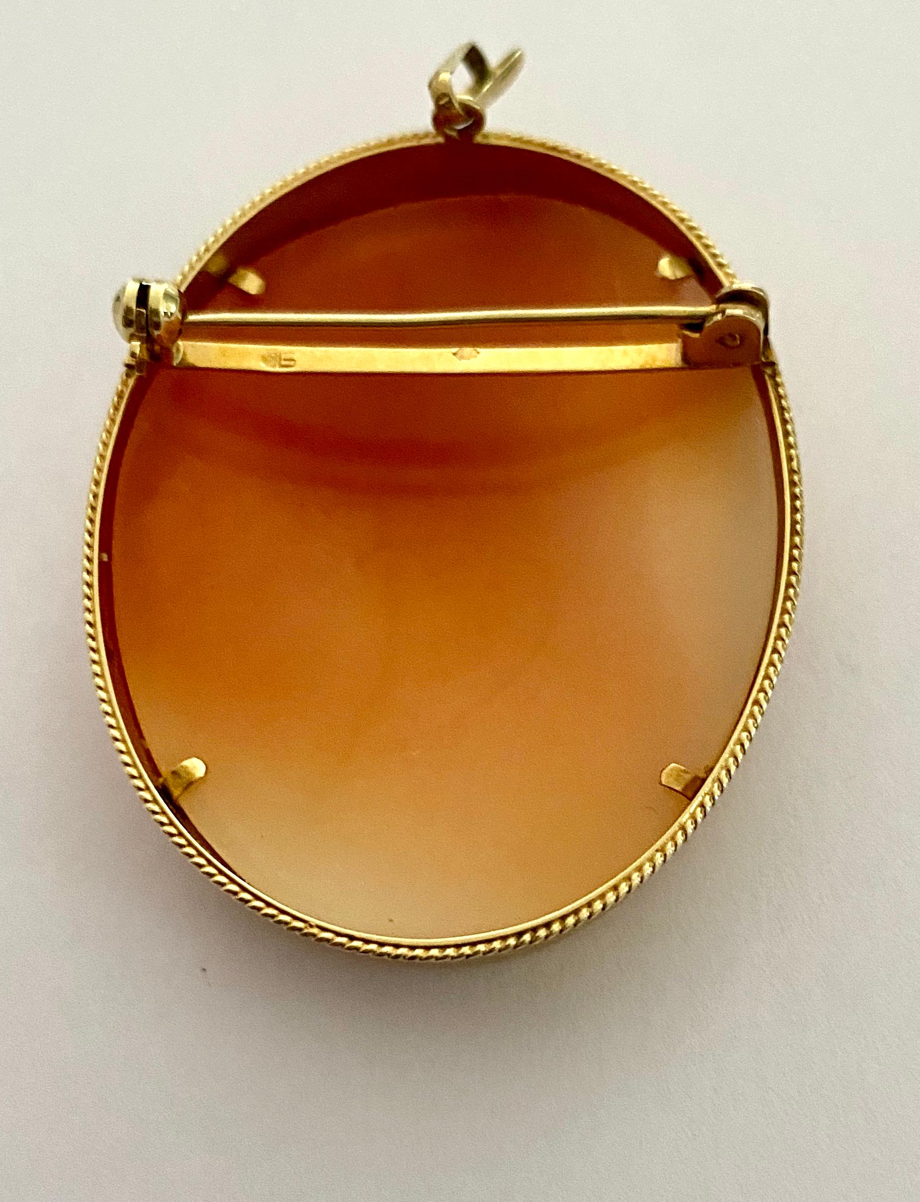Uncut 14K Yellow Gold Pendant/Brooch with Natural Mother of Pearl, Netherlands, 1960
