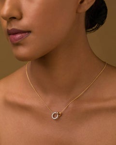 Eternity Circle Life Pendant Necklace 16" Genuine Diamond in 14k Yellow Gold