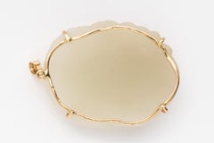 14 Karat Gold Pendant Made from 19th Century Chinese Mutton Fat Nephrite White