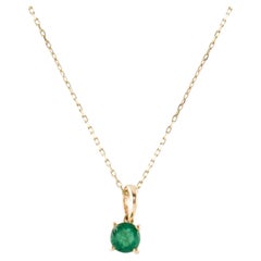 14K Yellow Gold Pendant Necklace Featuring 0.24 Carat Round Modified Brilliant E
