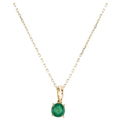 14K Yellow Gold Pendant Necklace Featuring 0.24 Carat Round Modified Brilliant E
