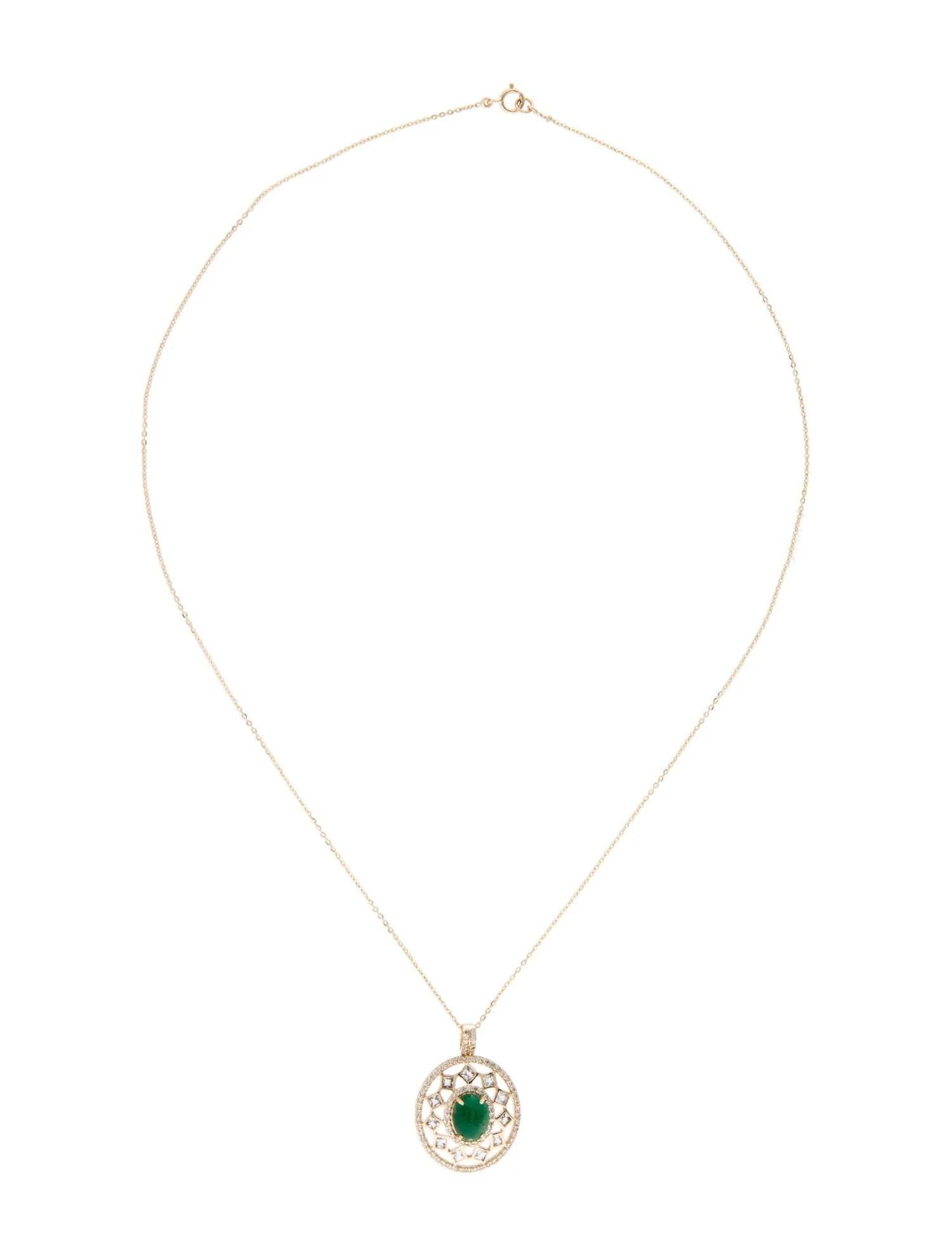 Artiste Collier pendentif en or jaune 14 carats avec émeraude de 1,70 carat et saphir de 0,84 carat en vente