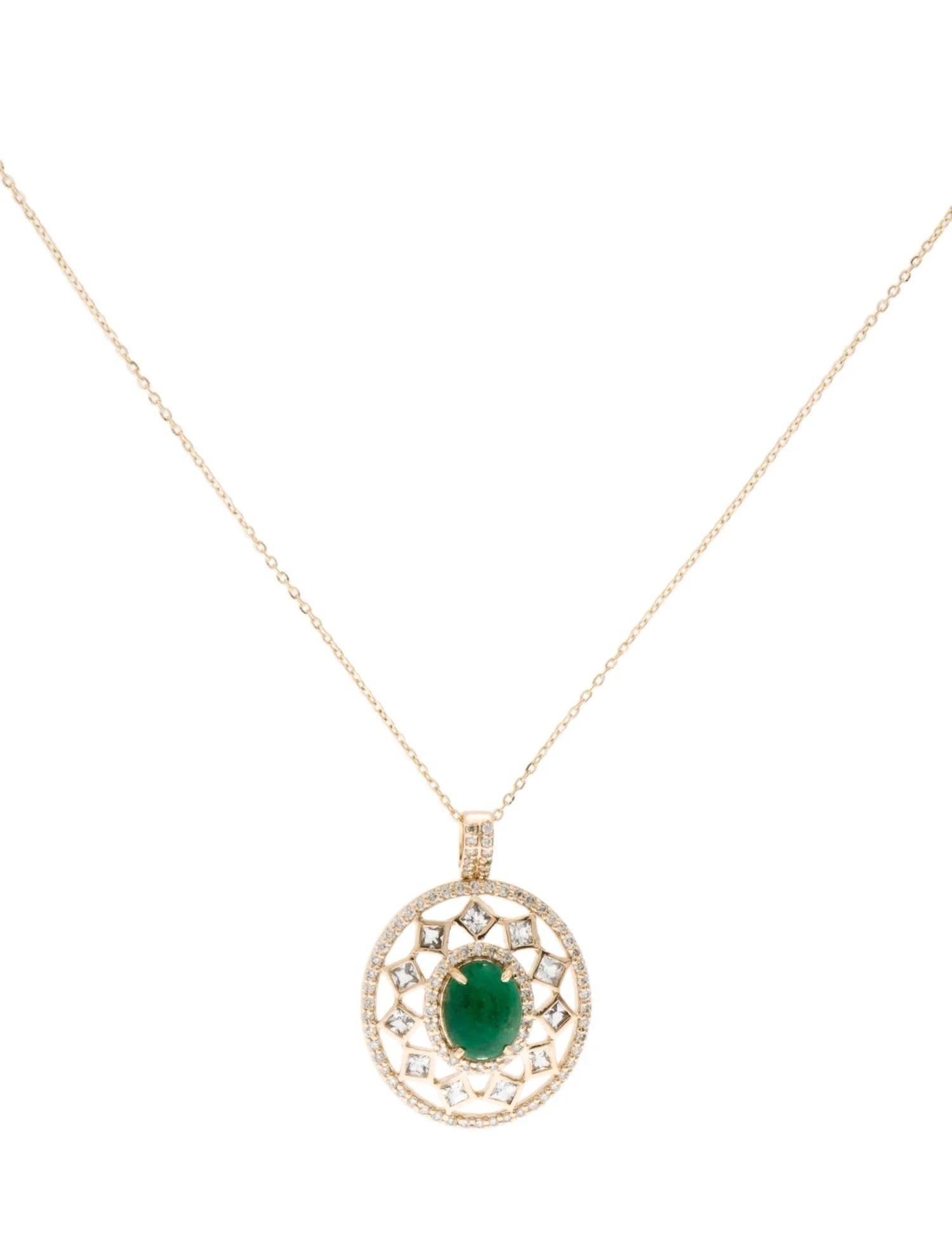 Taille émeraude Collier pendentif en or jaune 14 carats avec émeraude de 1,70 carat et saphir de 0,84 carat en vente
