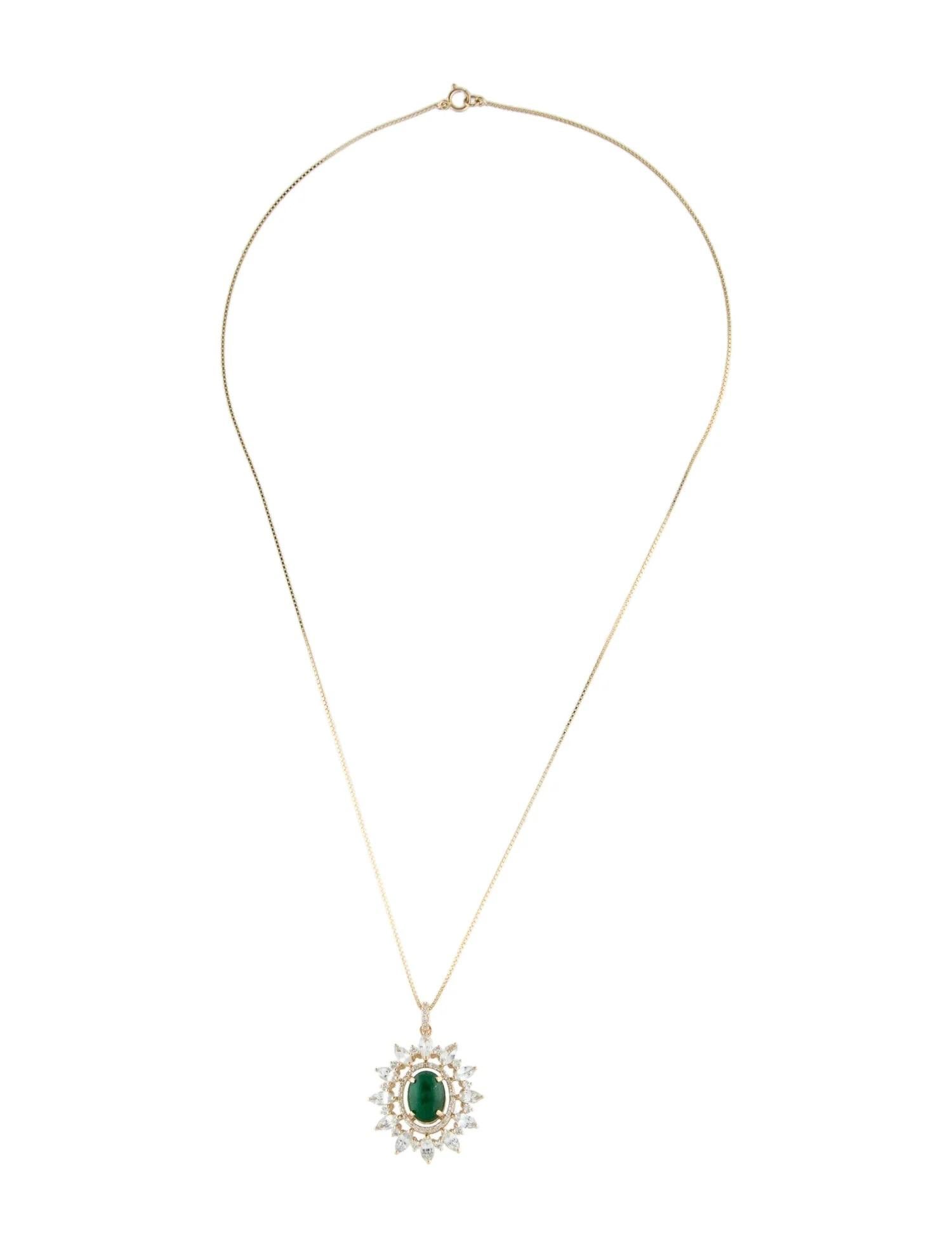 Artist 14K Yellow Gold Pendant Necklace Featuring 1.83ctw Sapphire, Emerald, & Diamond For Sale