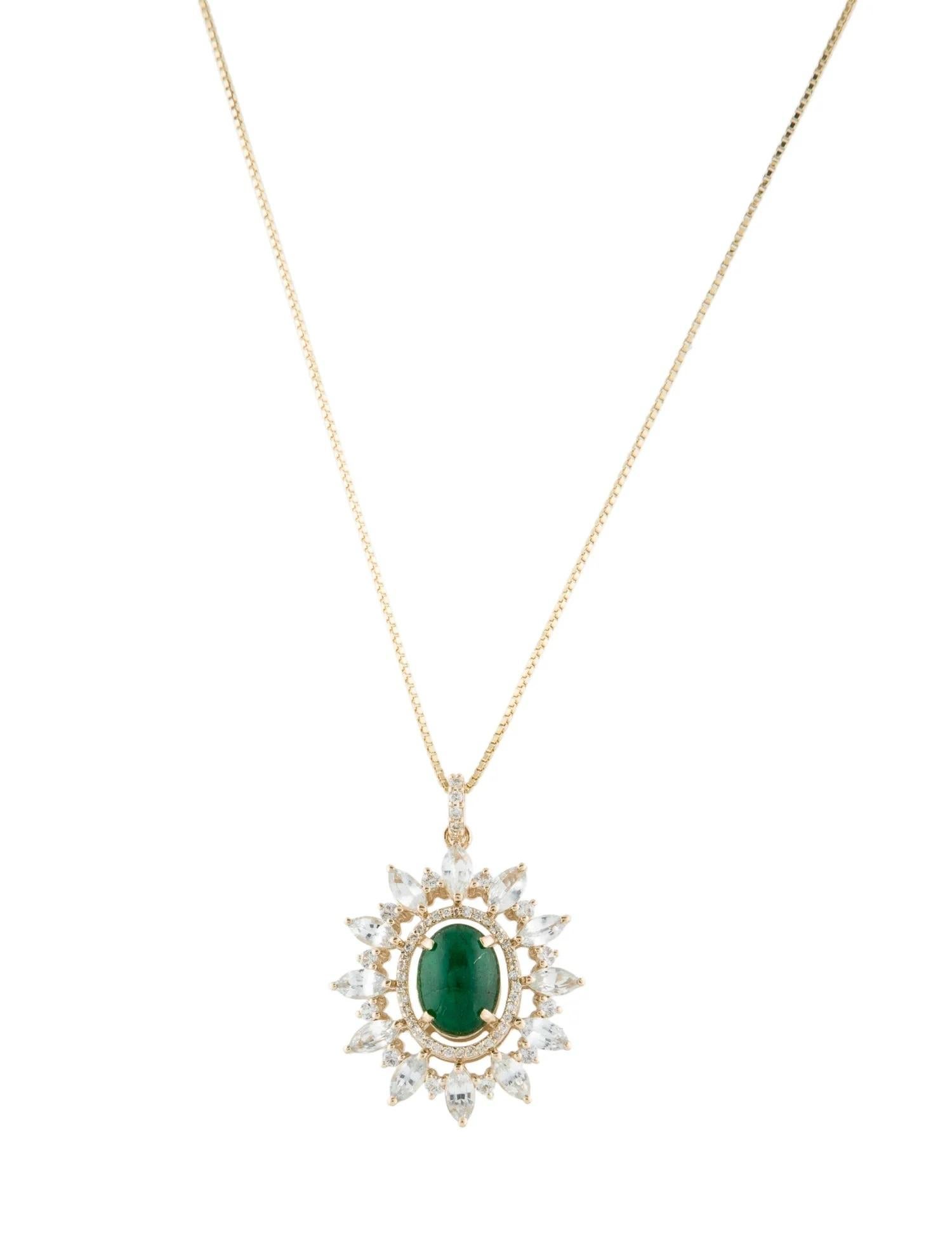 Emerald Cut 14K Yellow Gold Pendant Necklace Featuring 1.83ctw Sapphire, Emerald, & Diamond For Sale