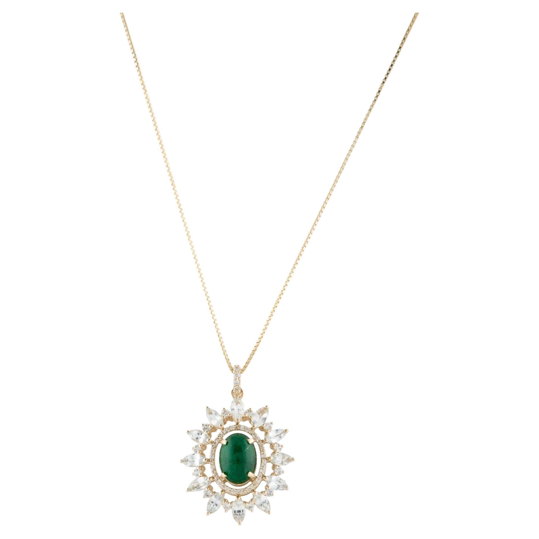 14K Yellow Gold Pendant Necklace Featuring 1.83ctw Sapphire, Emerald, & Diamond