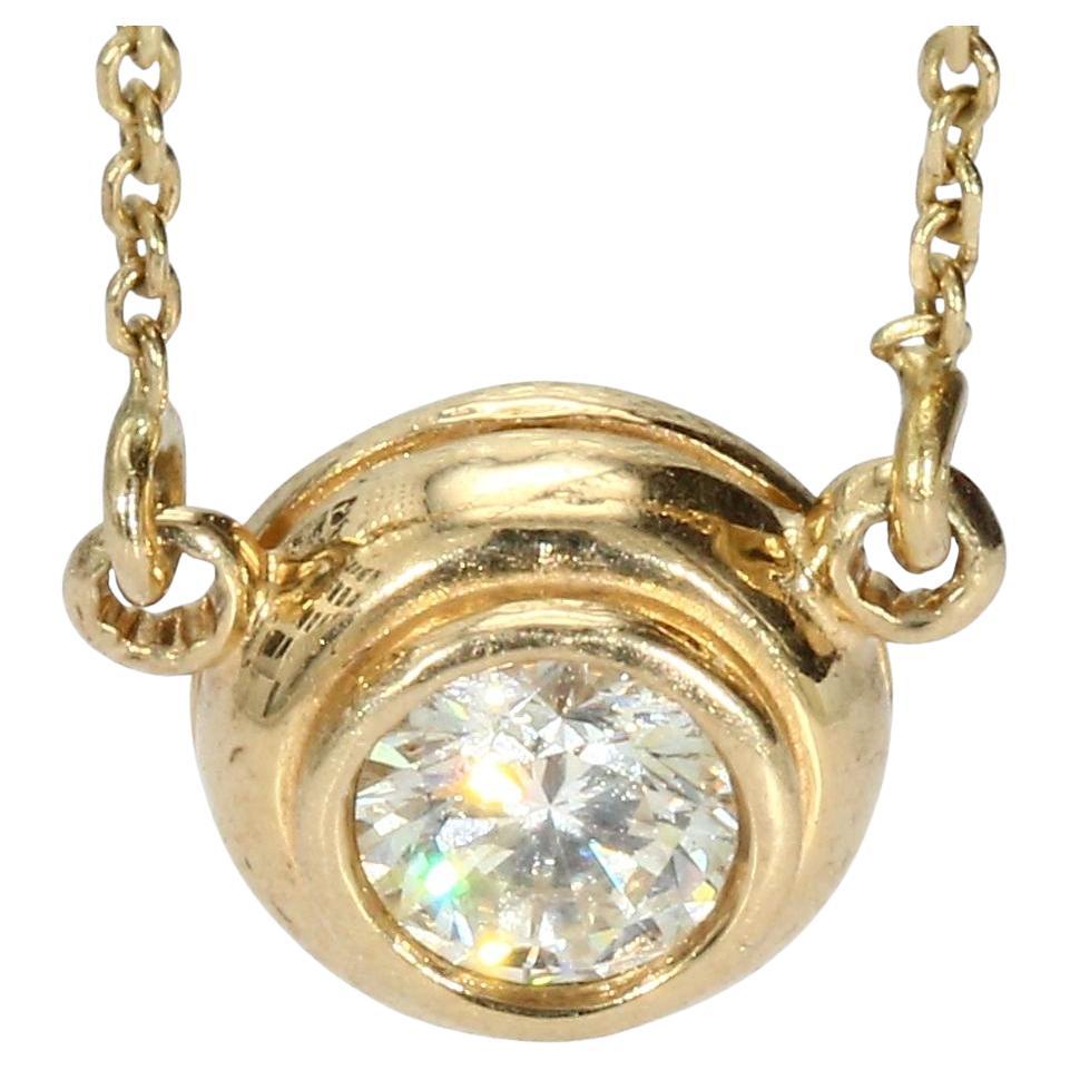 14k Yellow Gold Pendant Necklace with 0.5ct VS2 H Diamond