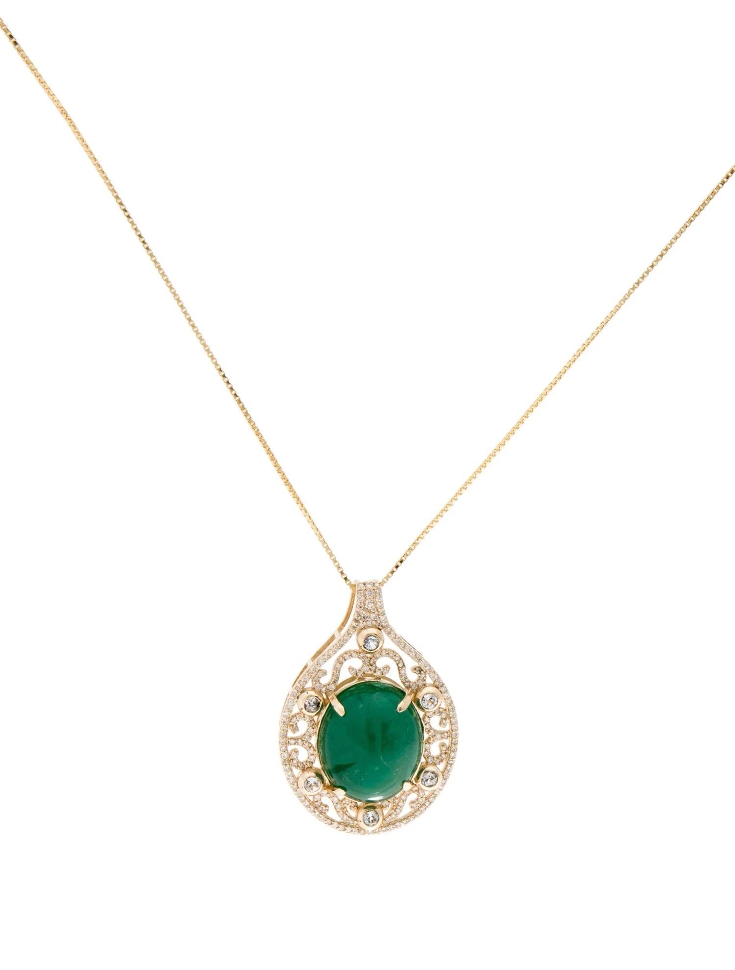 14 Karat Gelbgold Halskette mit Anhänger mit 12,75 Karat Smaragd, Saphir und Diamant-Akzent (Smaragdschliff) im Angebot