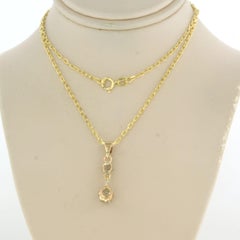 Collana con ciondolo in oro giallo 14k e diamanti taglio rosa, 0,70ct