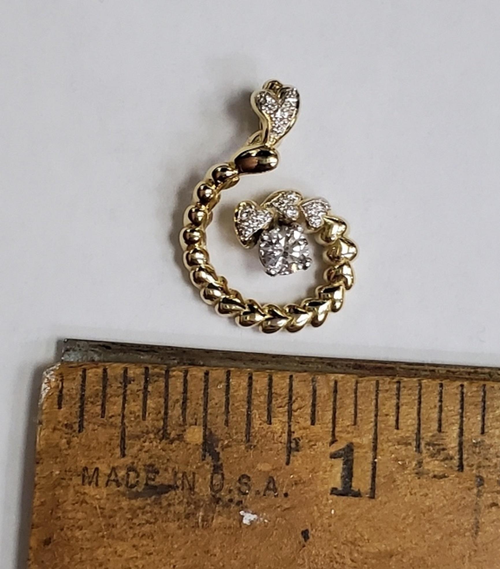 Modern 14k Yellow Gold Pendant with Diamonds in a 