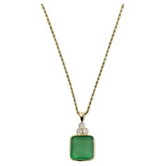 Used 14K Yellow Gold Pendant with Emerald and Diamonds
