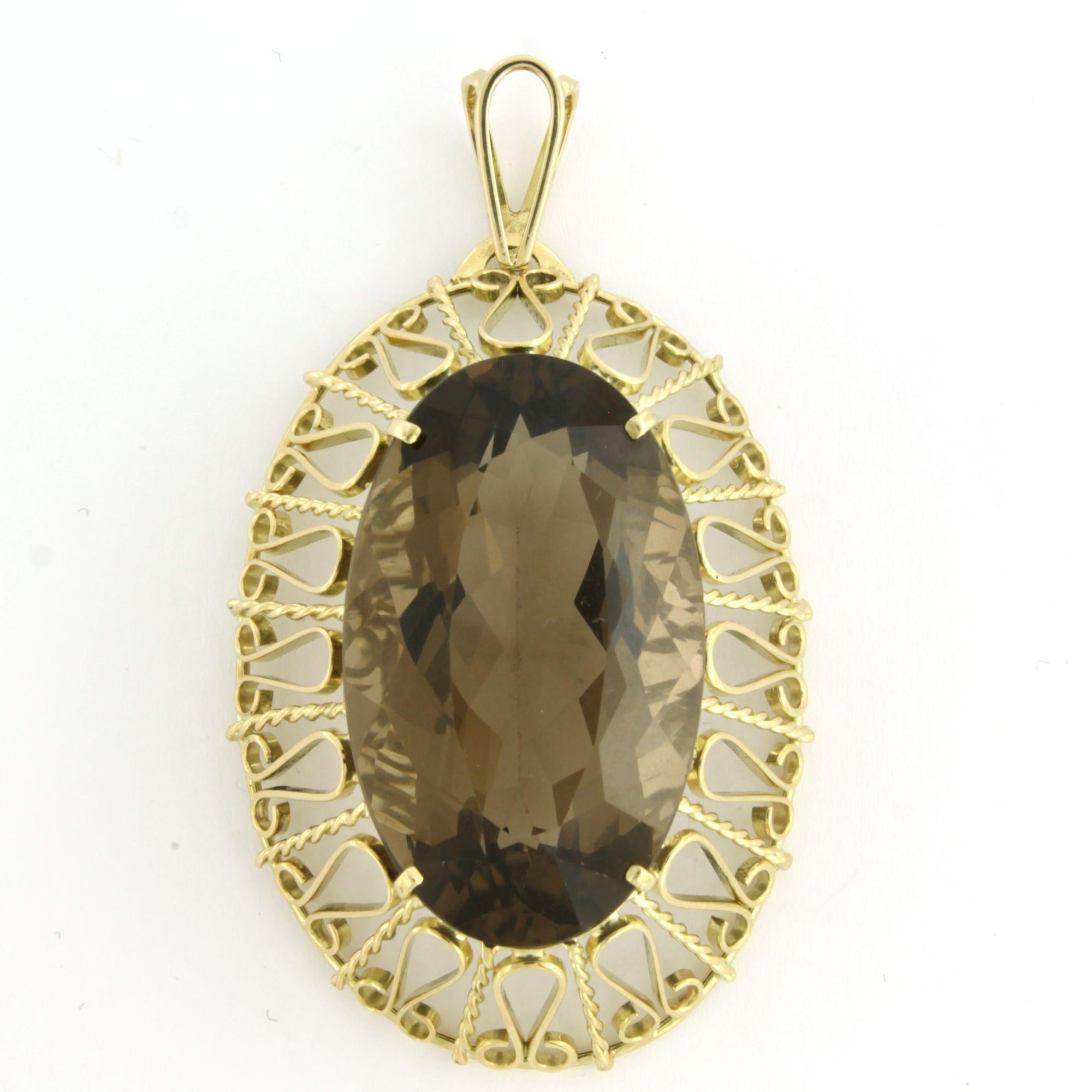 14k yellow gold pendant with smoky quartz, up to 60.00ct 21.3 grams For Sale 1