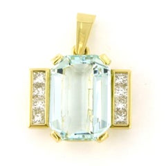 Anhänger aus 14-karätigem Gelbgold mit Topas und Diamanten im Prinzessschliff (1,30 Karat), 6,6 Gramm
