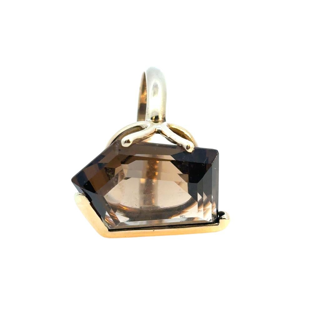 Pentagon-förmiger Vintage-Edelsteinring aus 14 Karat Gelbgold mit Rauchquarz im Angebot 11