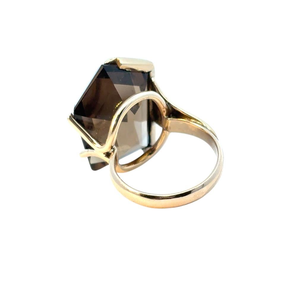 Pentagon-förmiger Vintage-Edelsteinring aus 14 Karat Gelbgold mit Rauchquarz im Angebot 1