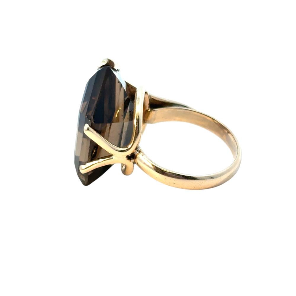 Pentagon-förmiger Vintage-Edelsteinring aus 14 Karat Gelbgold mit Rauchquarz im Angebot 2