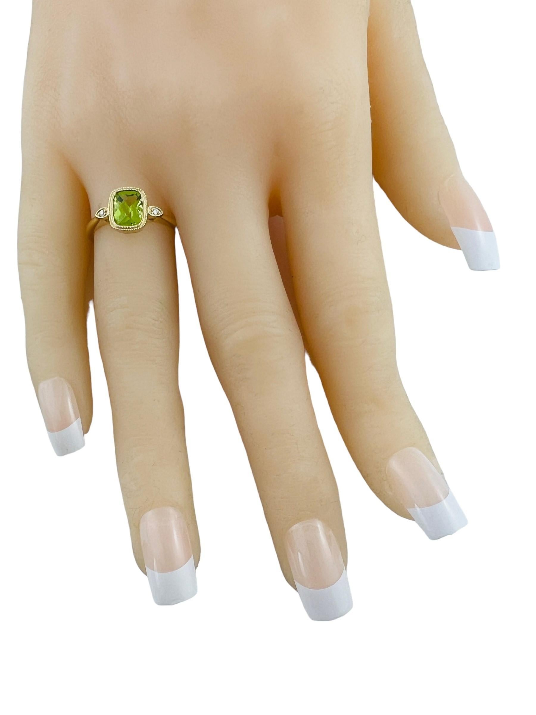 14K Yellow Gold Peridot and Diamond Ring Size 6.5 #16646 For Sale 5