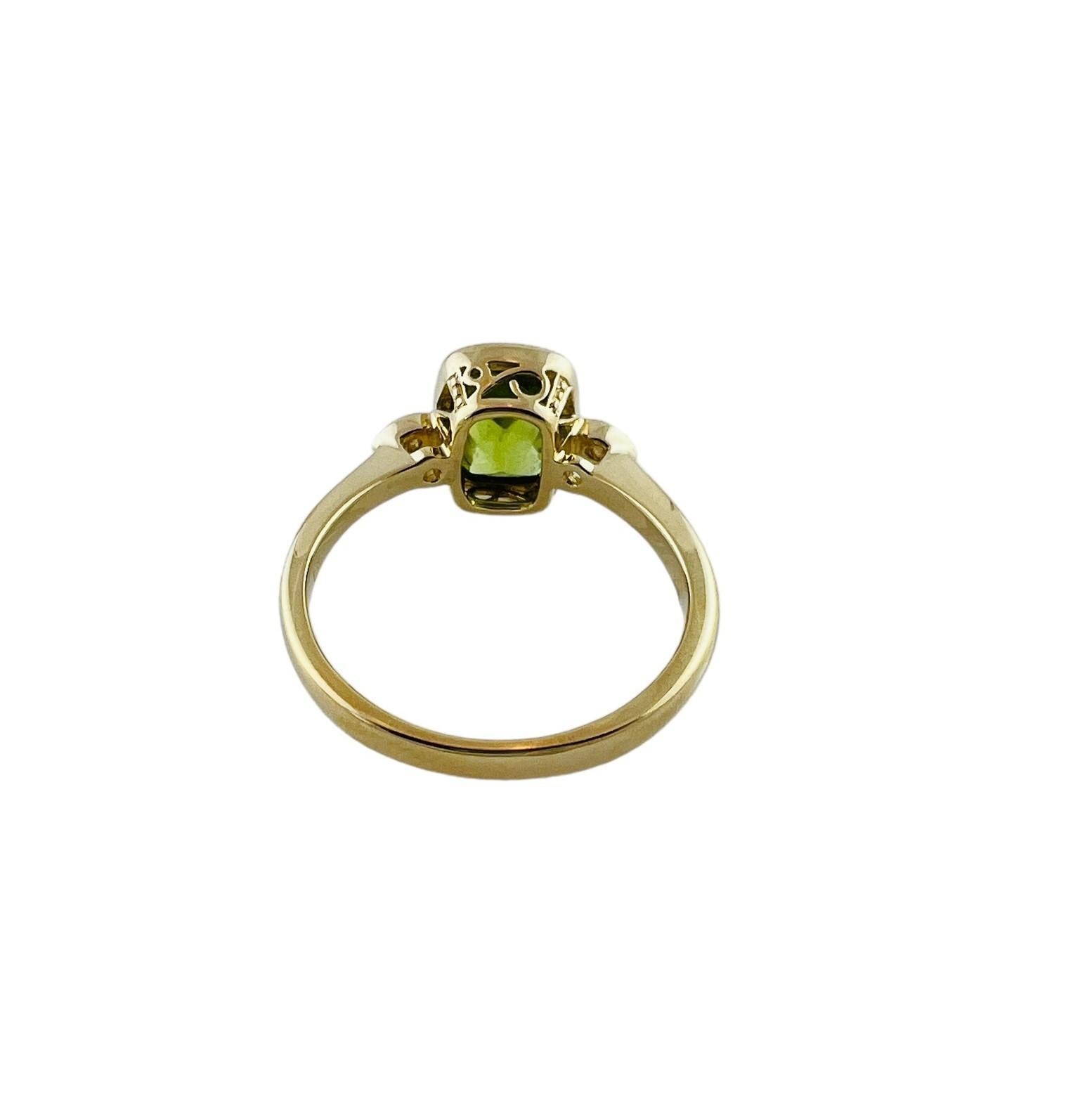 Round Cut 14K Yellow Gold Peridot and Diamond Ring Size 6.5 #16646 For Sale