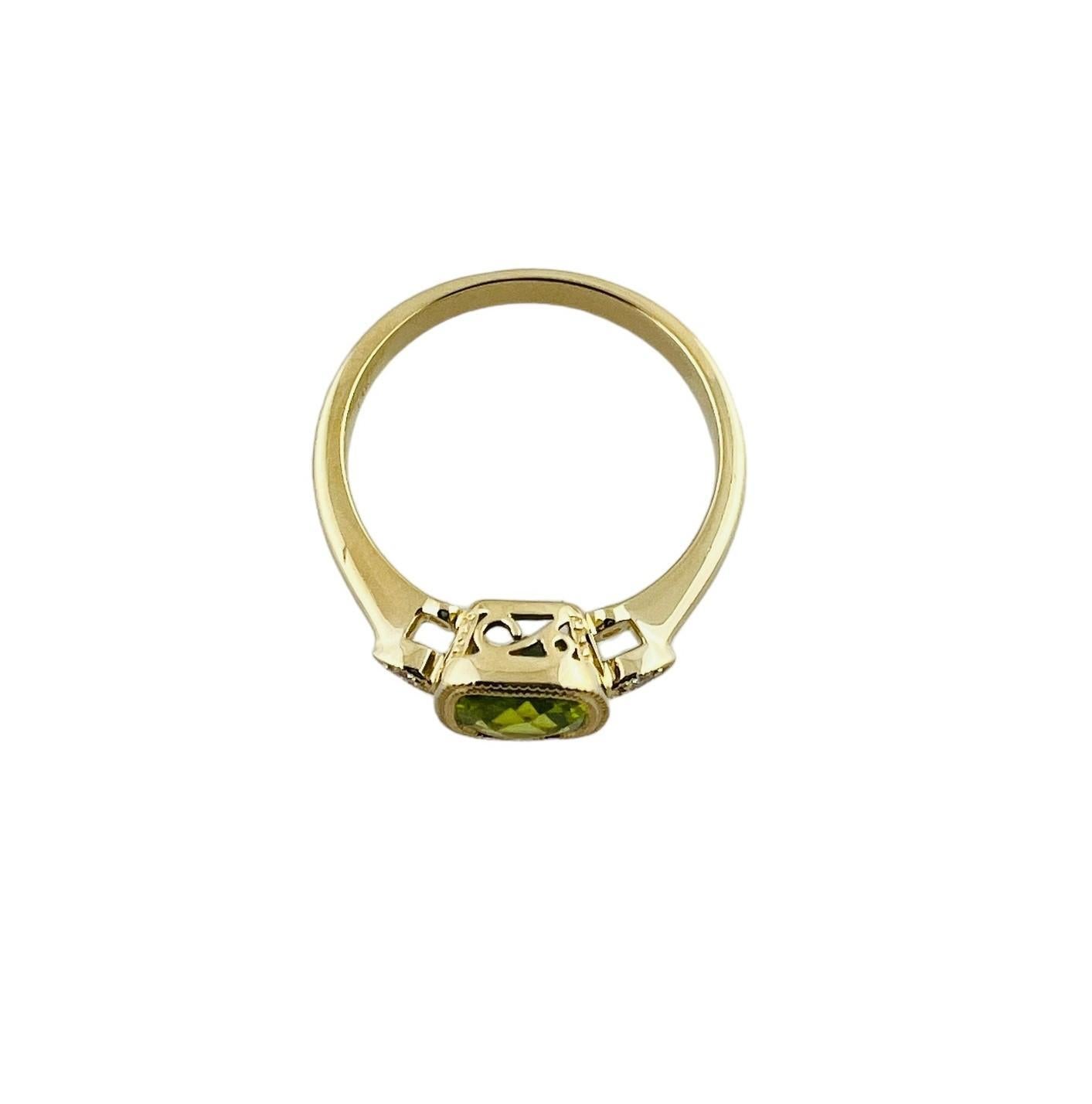 Women's 14K Yellow Gold Peridot and Diamond Ring Size 6.5 #16646 For Sale