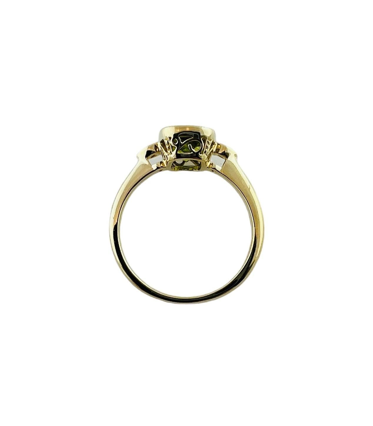 14K Yellow Gold Peridot and Diamond Ring Size 6.5 #16646 For Sale 3