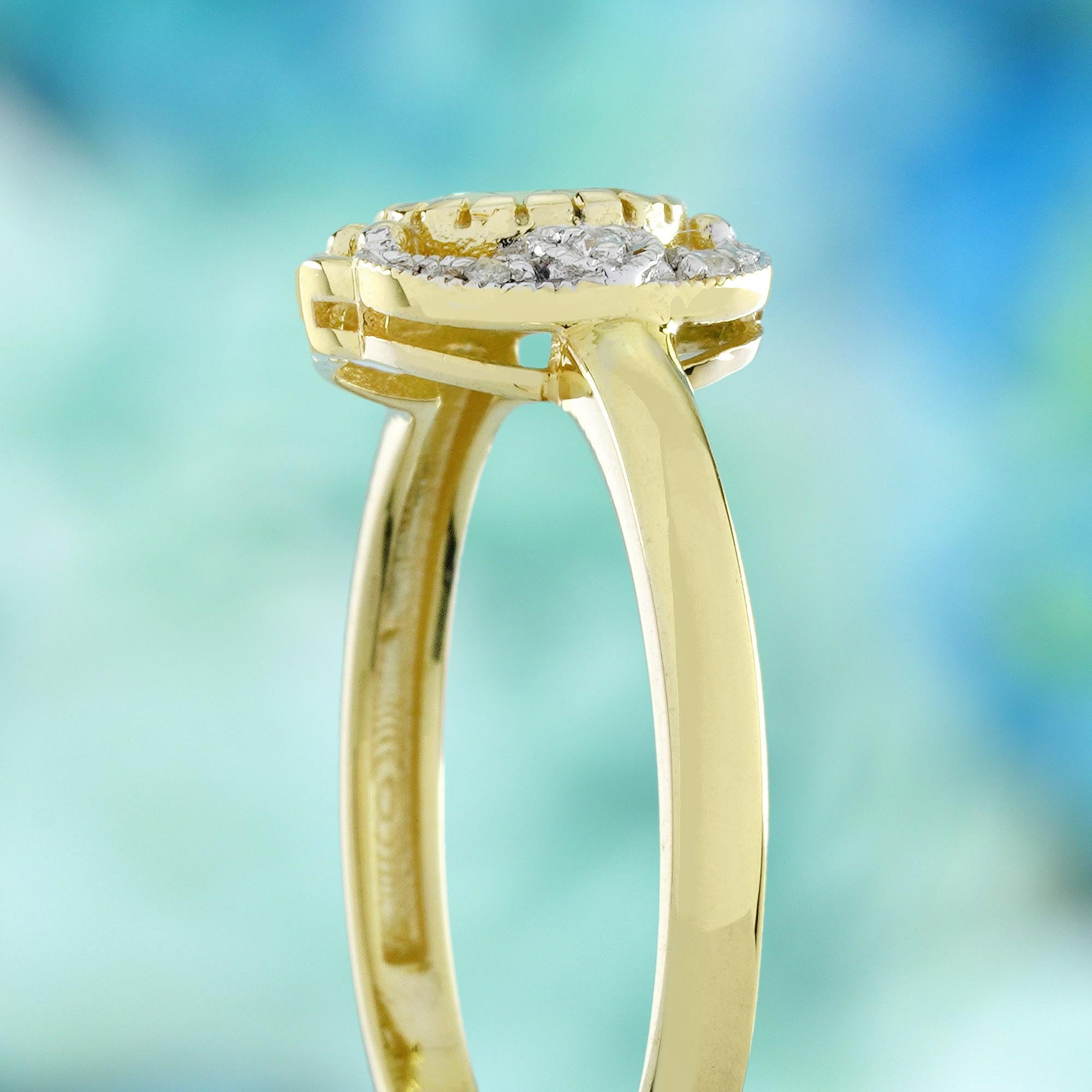 Donna Anello in oro giallo 14K con peridoto e diamanti in stile vintage in vendita