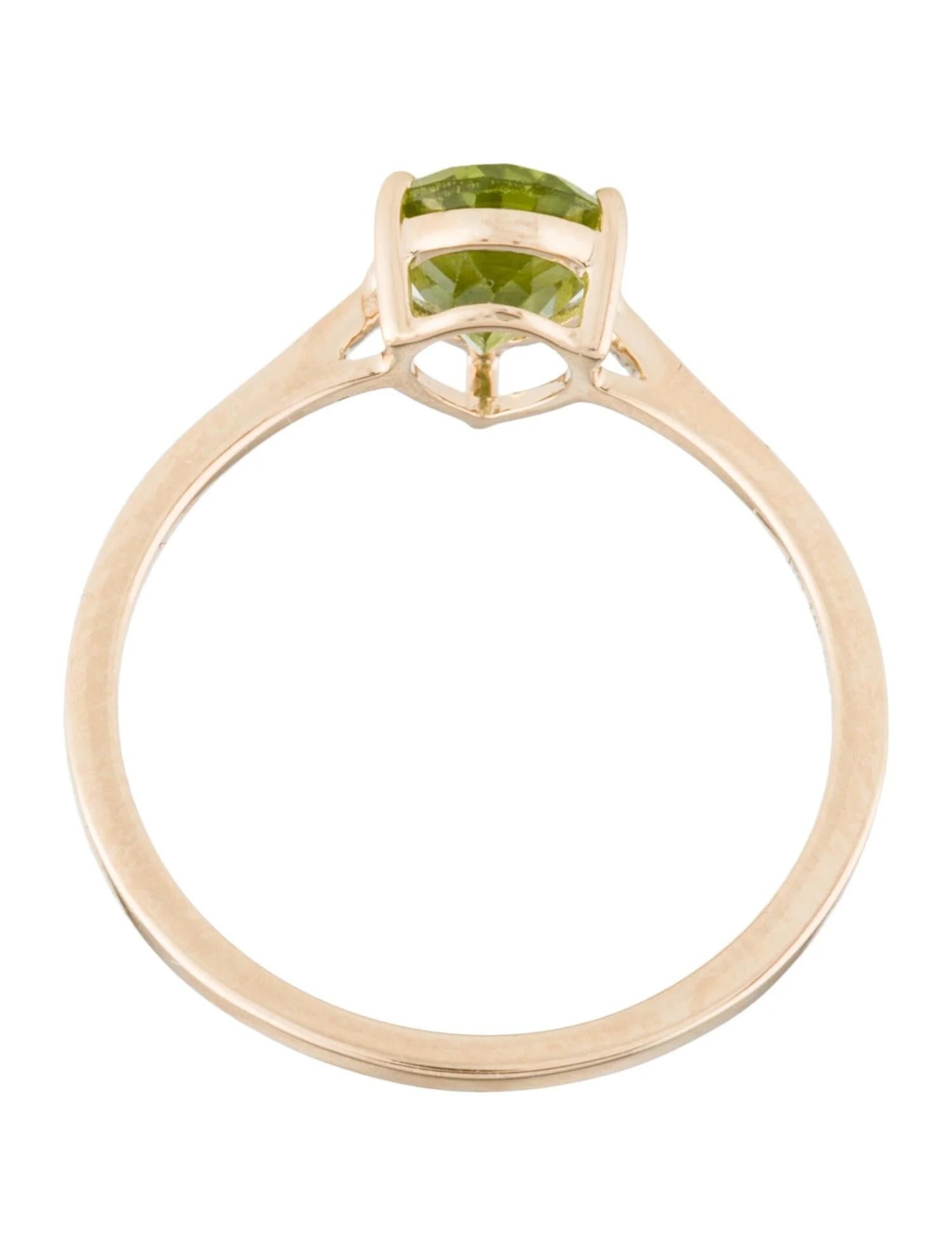 Artist 14K Yellow Gold Peridot Cocktail Ring - Pear Modified Brilliant Design For Sale