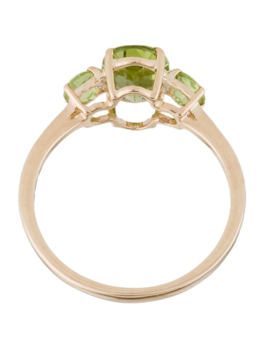 Women's 14K Yellow Gold Peridot Cocktail Ring, Size 7: Vibrant Green Gemstone Jewelry For Sale