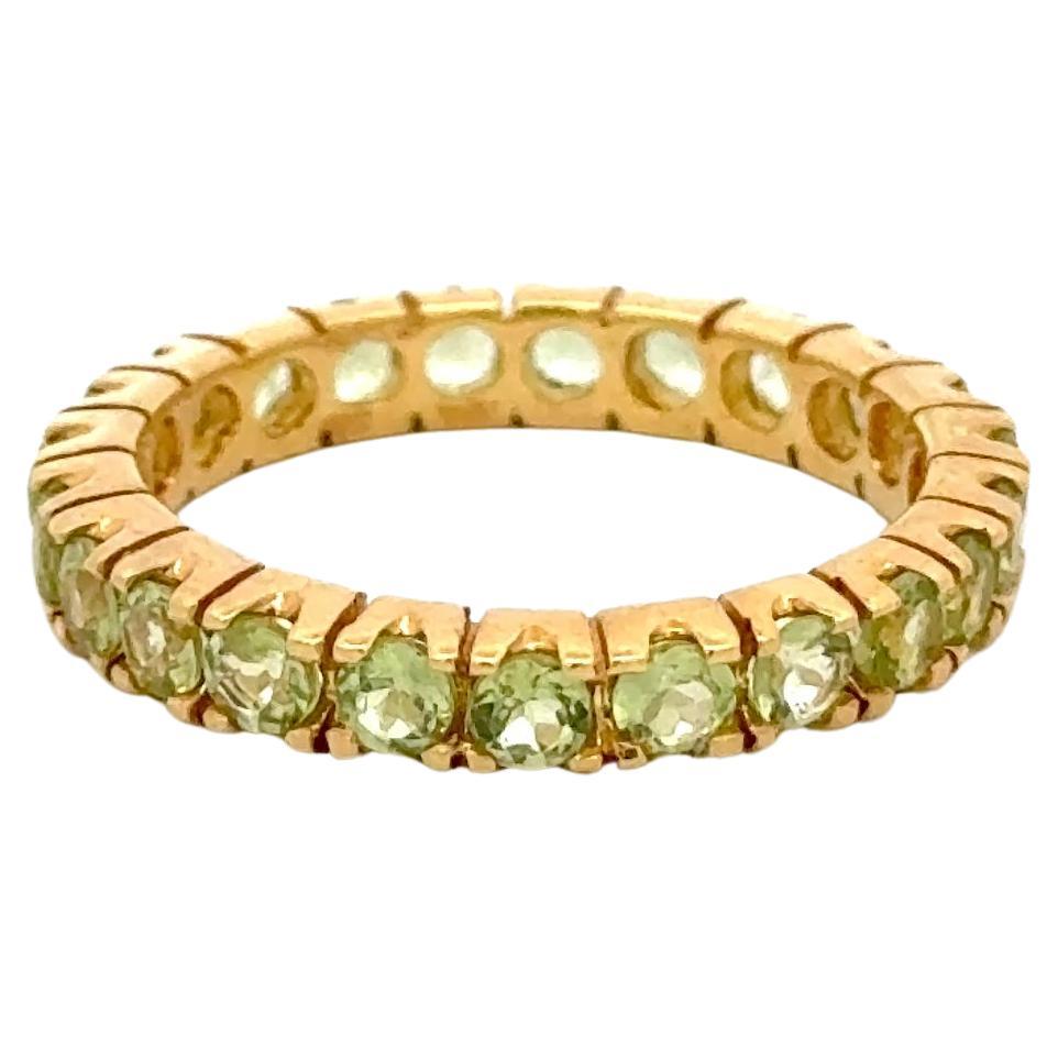 14K Yellow Gold Peridot Eternity Band Ring, 1.25 Carats