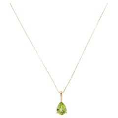 Collar Colgante Peridoto Oro Amarillo 14K  0,99 Quilates Pera Brillante Modificada Pe