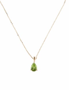 14K Yellow Gold Peridot Pendant Necklace - Pear Modified Brilliant Cut