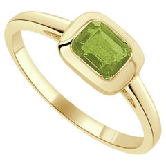 14K Yellow Gold Peridot Ring for Her