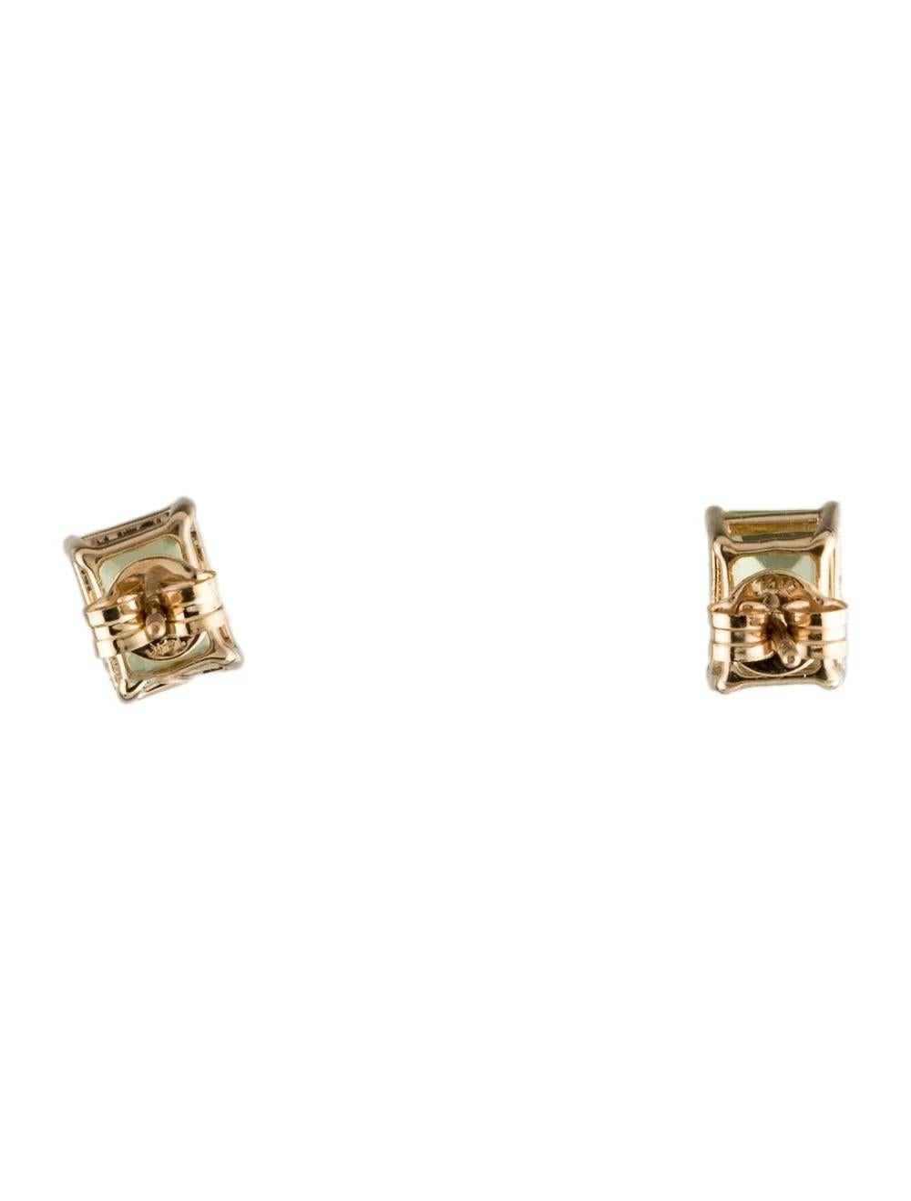 Emerald Cut 14K Yellow Gold Peridot Stud Earrings 2.74ct Rectangular Step Cut - Jewelry For Sale