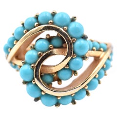 14 Karat Yellow Gold Persian Turquoise Swirl Ring