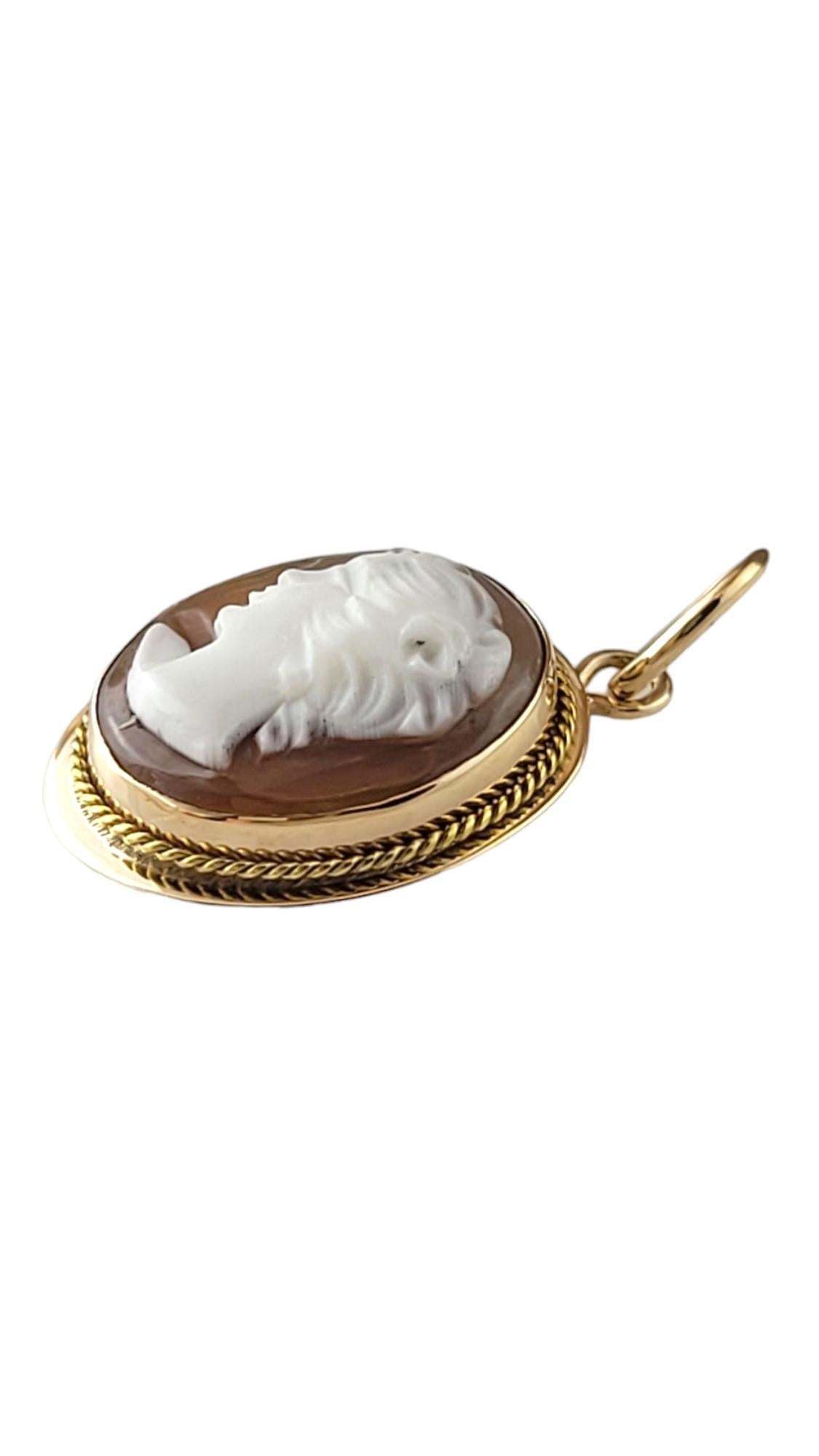 14K Yellow Gold Cameo Pendant #16882

This beautiful cameo pendant is crafted from 14K yellow gold and is going to look gorgeous on anybody!

Size: 17.2mm X 12.7mm X 4.8mm

Weight: 0.8 dwt/ 1.3 g

Hallmark: 585 .3NA

Very good condition,